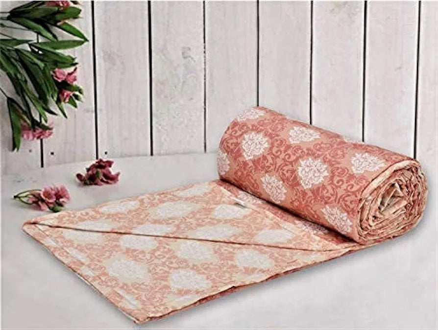 Trance Home Linen 150 GSM Pure Cotton Reversible Dohar Double Bed Size | Ac Blanket Comforter | Soft Light-Weight Bed Blanket 
