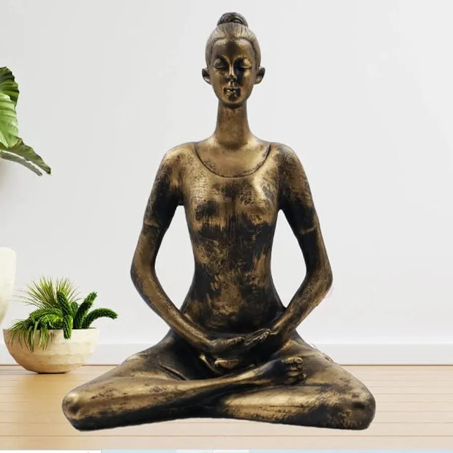 JAIPUR ACE Yoga Lady Polyresin Face Up Blue Themed Statue | Creative Abstract Design Art Figurine for Home Decor, Living Room Decorative Showpiece for Gifting 