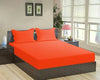 Trance Home Linen 100% Cotton 78x60 inch Queen Fitted 200TC Satin Stripe Elastic Fitted Bedsheet with 2 Pillow Covers Colour Orange