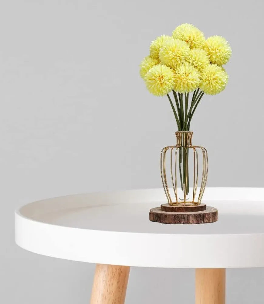 SATYAM KRAFT 5 Pcs Artificial Chrysanthemum Hydrangea Ball Flower Sticks for Home, Office, Bedroom, Balcony, Living Room, Wedding & Craft Decoration  