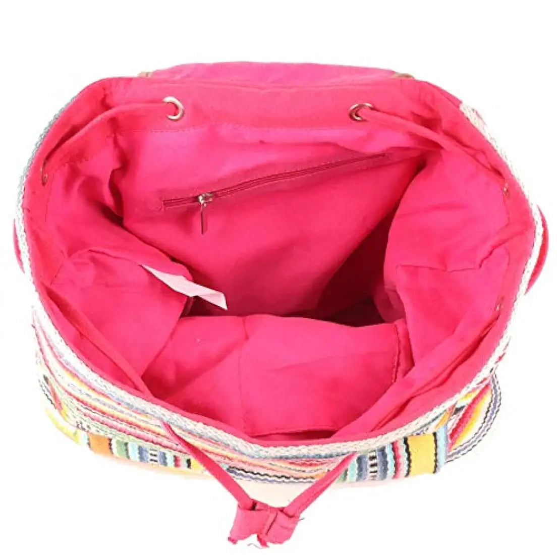 ASTRID Multicolor Cotton Girls Backpack With External Pockets In Front
