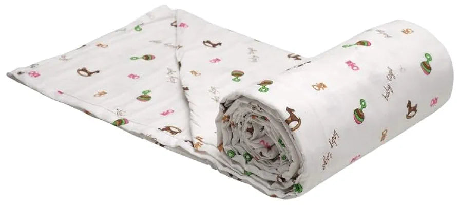 Trance Home Linen 150 GSM Pure Cotton Reversible Dohar Double Bed Size | AC Blanket Comforter | Soft Light-Weight Bed Blanket ,White