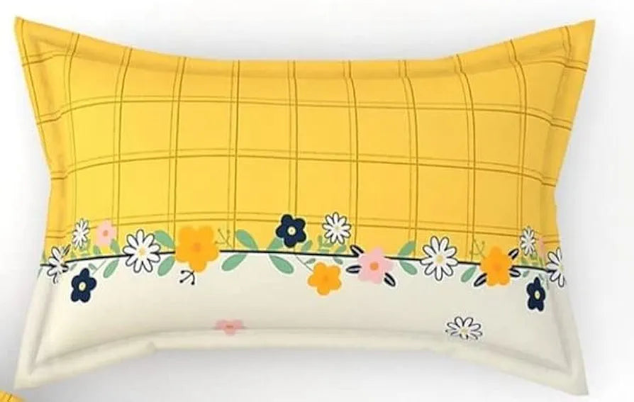 THE HOME STYLE Cotton Feel Glace Cotton Elastic Fitted Printed Queen Size Double Bed Bedsheet With 2 Pillow Cover,300 TC