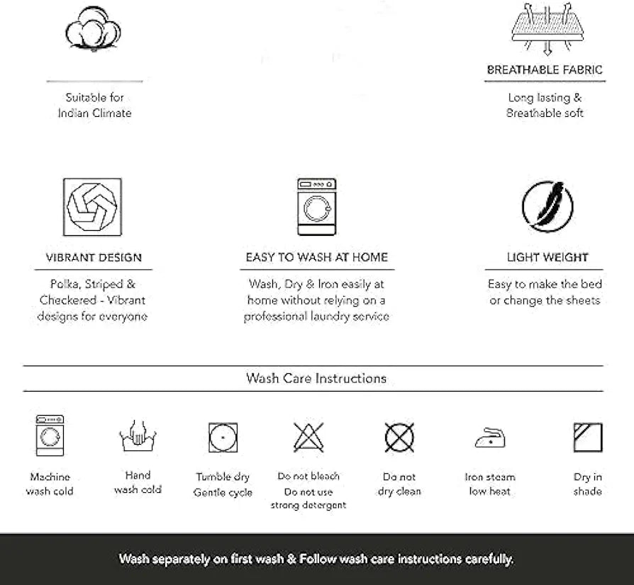 Premium 160 TC Ezyption Cotton Bedsheet for Single Bed with 1 Pillow Covers Oat