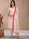 Fabmora Women Printed Regular Pure Cotton Kurta with Trousers & With Dupatta