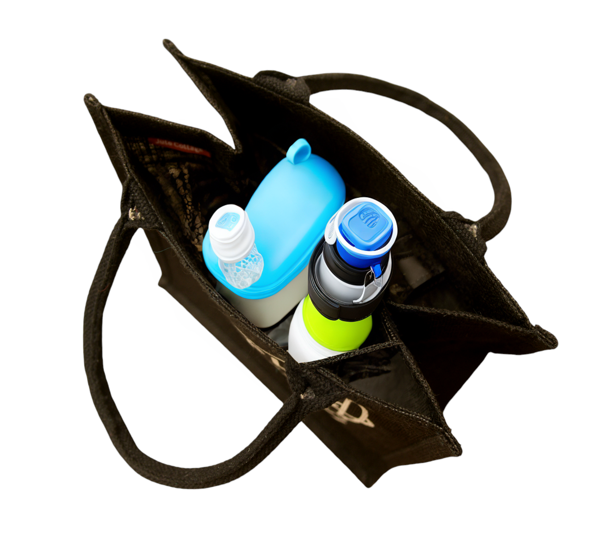 JUTE COTTAGE LOVE TO EAT PRINT LUNCH ZIPPER, SUSTAINABLE, ECO-FRIENDLY, 100% GENUINE JUTE, STYLISH (BLACK 12X12X7)