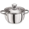 Pristine Tri Ply Sandwich Induction Base Cooking Essential Stainless Steel Casserole with Knob Glass Lid - 1500 gms