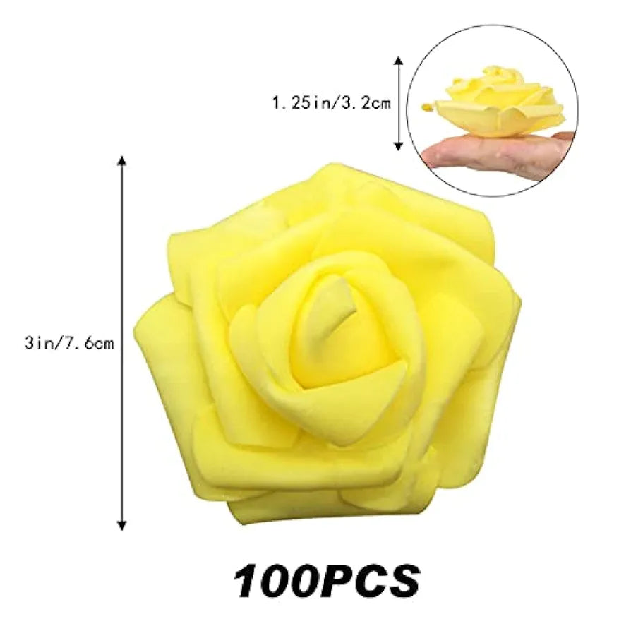 IPOPU 100 Pcs Artificial Rose Flower Heads Real Looking Ivory White Foam Fake Roses for DIY Wedding Baby Shower Centerpieces Arrangements Party Tables Home Decorations 