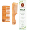 Ayurveda Amrita Organic Short Detangle & Rounded Handle Neem Wood Comb | Helps in Dandruff Removal