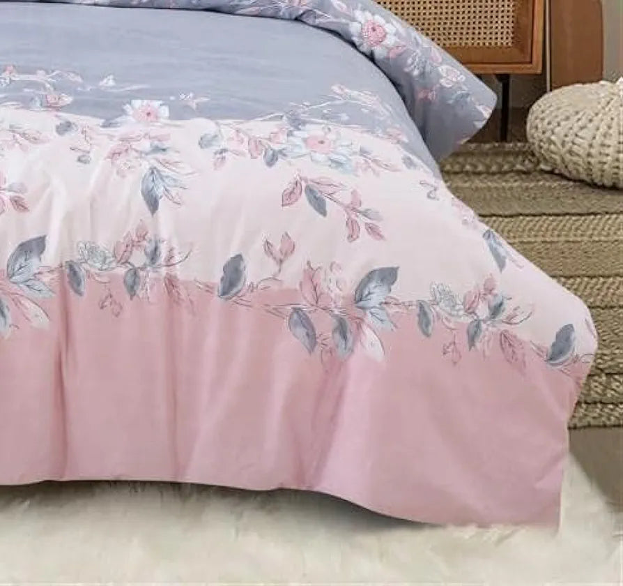 THE HOME STYLE 400 TC Cotton Elastic Fitted All Around Printed Queen Size Double Bed Bedsheet wih 2 Pillow Cover 