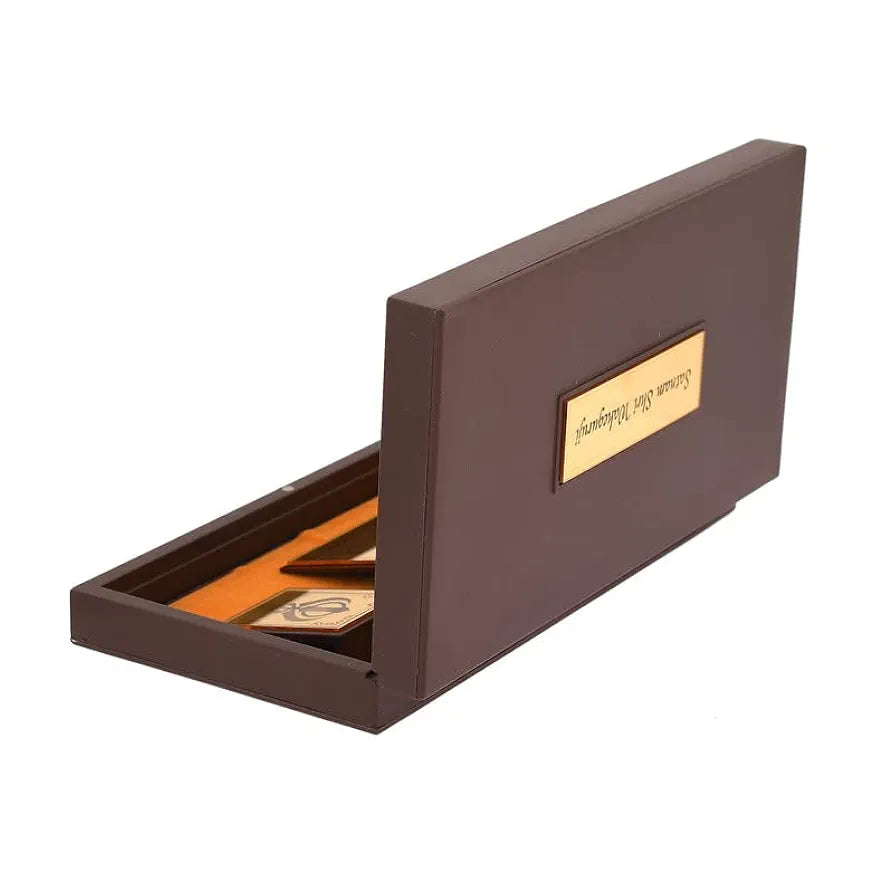 JAIPUR ACE Satnam Shri Waheguru Ji Gold Plated Charan Paduka Yantra for Health, Wealth, Prosperity & Success with Wooden Box for House Warming and Gift