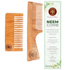 Ayurveda Amrita Organic Short Detangle & Handle Neem Wood Comb | Helps in Dandruff Removal