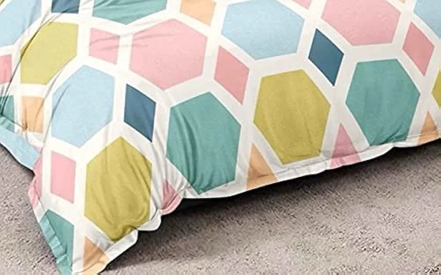 THE HOME STYLE Cotton Feel Glace Elastic Fitted Printed Double Bed King Size Bedsheet With 2 Pillow Cover 