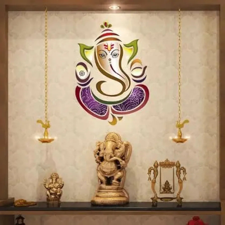 Rangoli White Glossy Vinyl Wall Sticker Premium Self-Adhesive Waterproof Decorative Wall Decal for Bedroom, Living Room, Office & Home Decoration Easy to Apply. Parent-14, Design-18