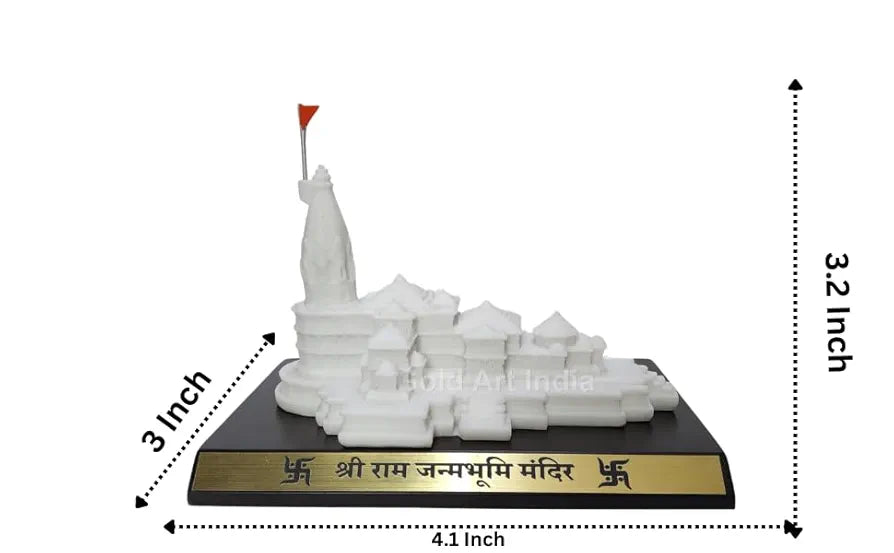 Gold Art India Ram Mandir Ayodhya Clear White - Minature for Car Dashboard, Gifting, Puja Room, Office Desk, Home Decor 