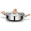 Arttdinox Timber Triply Stainless Steel Kadai | Steel Kadai for Cooking | Triply Kadai With Lid | 22cm | 2.1ltrs | Silver