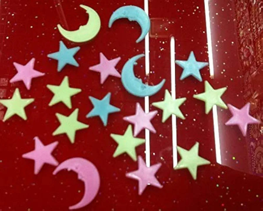 Rangoli 3D Glow in The Dark Stars - Glow Stars Stickers for Ceiling, Adhesive 100pcs 3D Glowing Stars for Starry Sky,Wall Decals for Home Decoration