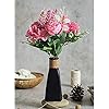 SATYAM KRAFT 1 Pcs Artificial Multiflora Flower Roses Fake Sticks Bunch Decorative Items for Home Decor,Bouquets,Bedroom,Living Room,Wedding (Without Vase)(Pink, Fabric)