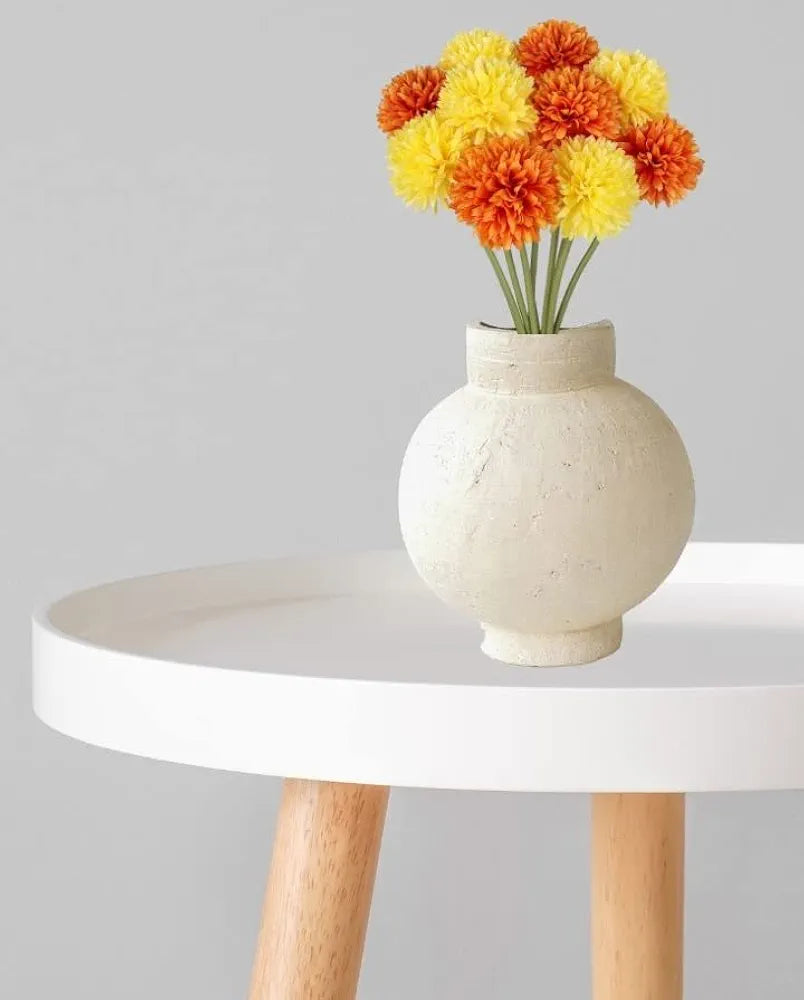 SATYAM KRAFT 5 Pcs Artificial Chrysanthemum Hydrangea Ball Flower Sticks for Home, Office, Bedroom, Balcony, Living Room, Wedding & Craft Decoration  