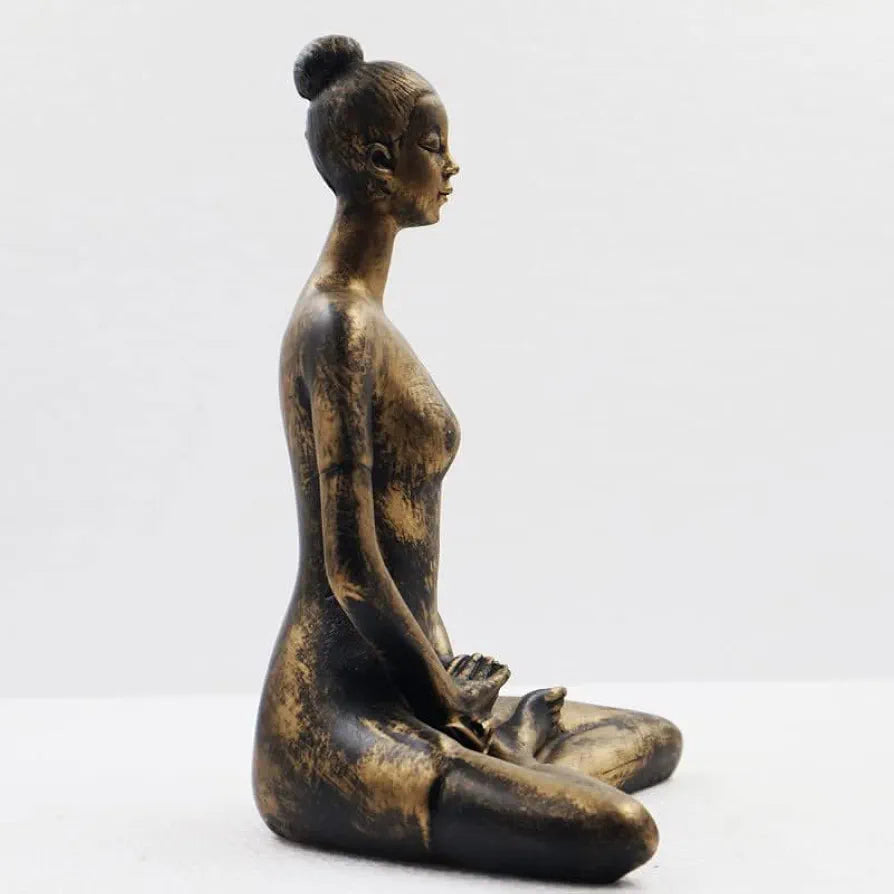 JAIPUR ACE Yoga Lady Polyresin Face Up Blue Themed Statue | Creative Abstract Design Art Figurine for Home Decor, Living Room Decorative Showpiece for Gifting 