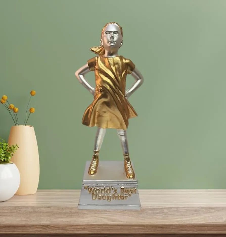 Gold Art India Daughter Figurine Two Tone Matte | Girls Gifting for Birthday | Gift for Young Girl | Women's Day Gift | Study Table | Office Desk 