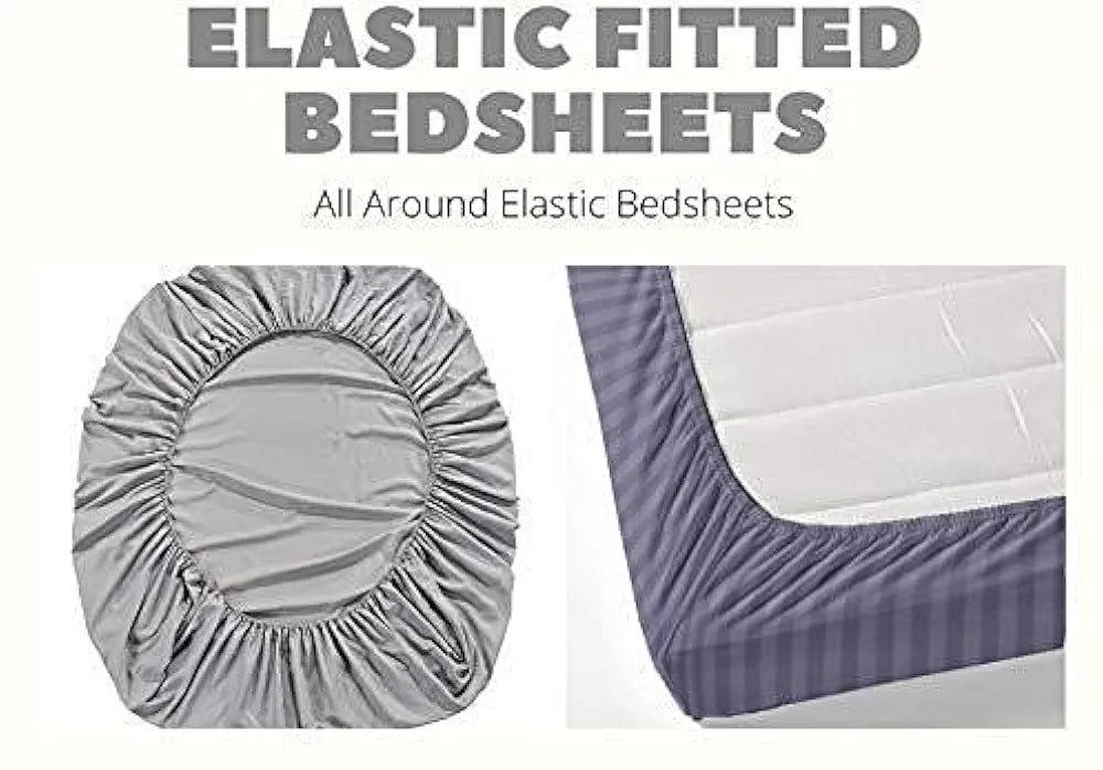 FRESH FROM LOOM Elastic Fitted Floral Bed Sheets King Size Bed With Two Pillow Cover | Soft Microfiber Bed Covers For Mattresses Tuck In | Fitted Bedsheet , 144 Tc