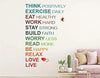 Heaven Decors Family Love Live and Think Quote Wall Sticker for Living Room Multicolour