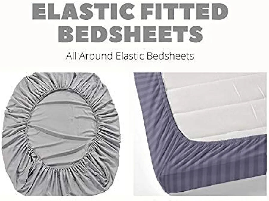 THE HOME STYLE Cotton Feel Glace Cotton Elastic Fitted Printed Queen Size Double Bed Bedsheet With 2 Pillow Cover,300 TC