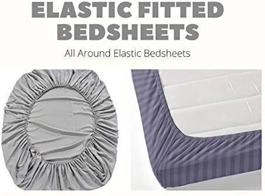 THE HOME STYLE Cotton Printed All Around Elastic Fitted Full Length Single Bed Bedsheet with 1 Pillow Cover II 170 GSM, 