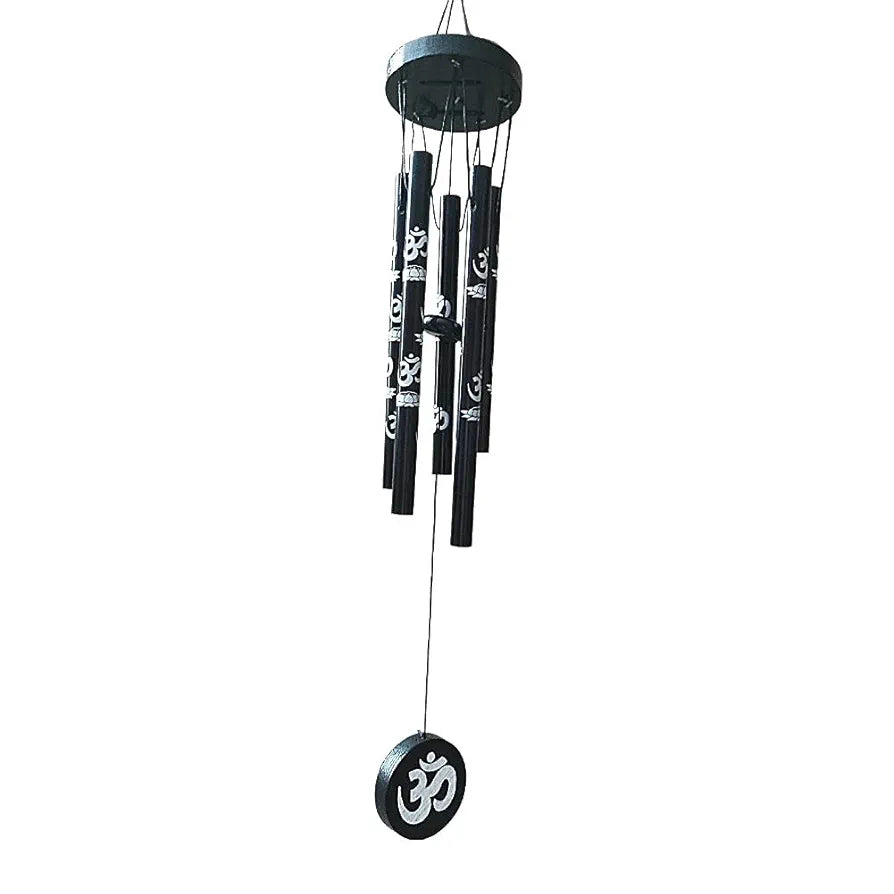 GJ Feng Shui Om Vastu Five Pipe Wind Chime for Balcony, Window and Om Wind Chime Positive Energy