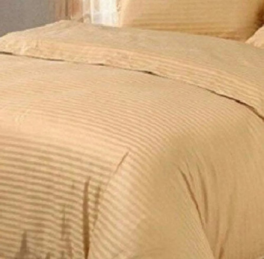 Purav Light Microfiber Flat Single Bed Bedsheet| Plain Striped Cotton Bedsheet with 1 Pillow Cover for Queen Size Bed| Supersoft 340 TC| Breathable| Wrinklefree| 