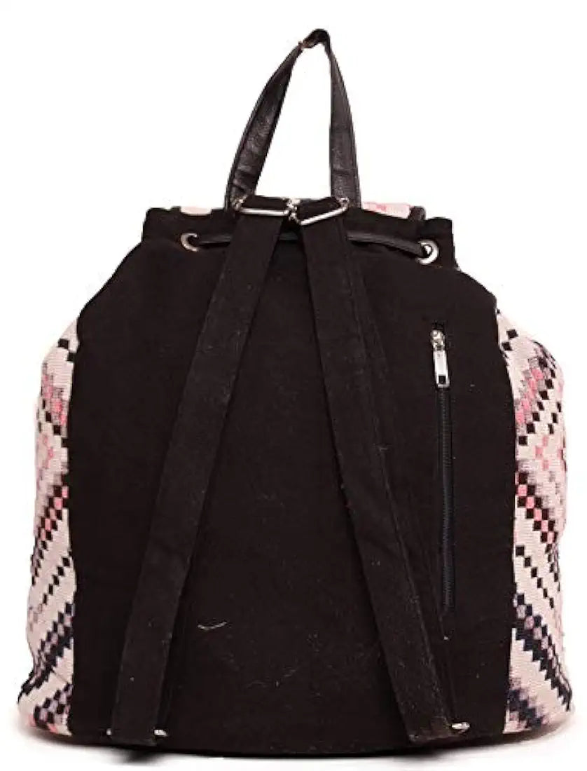 ASTRID Multicolor Cotton Girls Backpack With External Pockets In Front