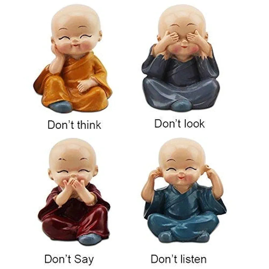 SATYAM KRAFT 1 Set Monk Buddha Miniature Set Idols | Gift for Him/Her, Mother's Day, Home Decor, Gift, Bedroom, Living Room Decor, Wedding, Showpiece, Gifts, Figurines, Car and Decoration Items