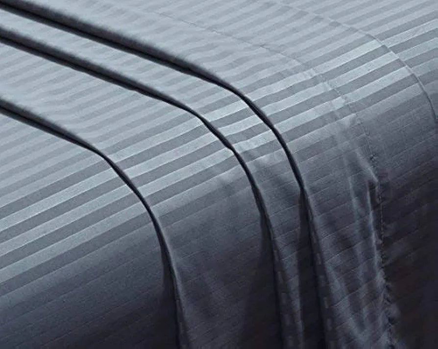 Microfiber Flat Single Bed Bedsheet| Plain Striped Cotton Bedsheet with 1 Pillow Cover for Queen Size Bed| Supersoft 340 TC| Breathable| Wrinklefree| 