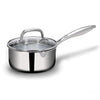 Arttdinox Stellar Stainless Steel Triply Sauce Pan With Straining Glass Lid | Milk Pan | 16cm | 1.5ltr | Jindal Stainless | Silver