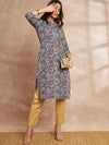 All about you Floral Printed Straight Pure Cotton Kurta