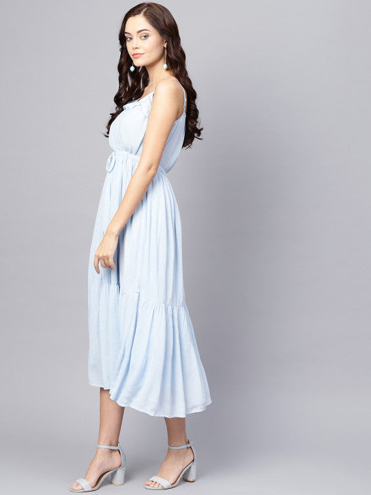 anayna Women Blue Solid Empire Dress