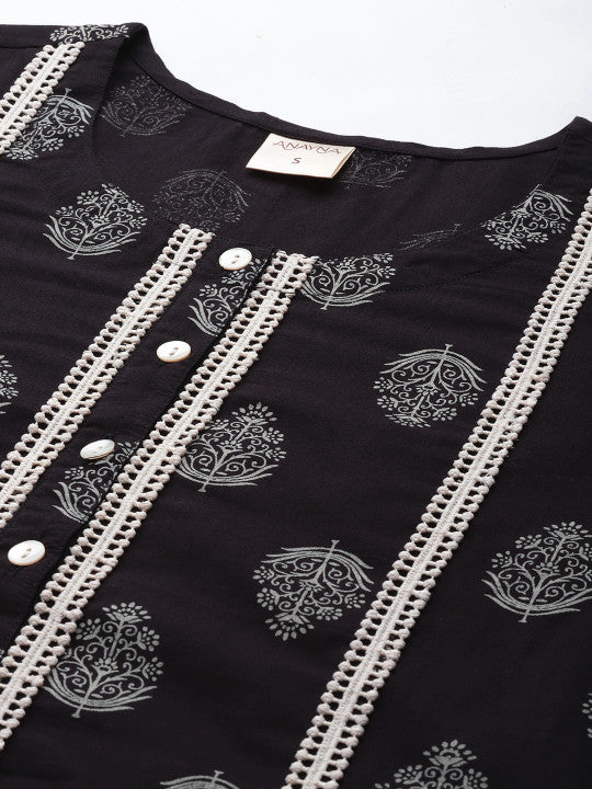 anayna Ethnic Motifs Printed Block Print Kurta