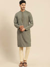 Amodh by Kisah Men Olive Kurta (Set of 2)