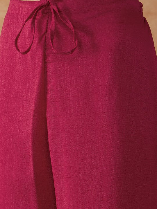 Sangria Embroidered Anarkali Kurta With Palazzo & Dupatta Set