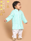 Vastramay Sishu Boys Green Chikankari Pure Cotton Kurta