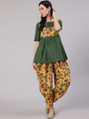 AKS Floral Printed Pure Cotton Kurti With Dhoti Pants