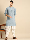 Anouk Men Blue & White Self Design Pure Cotton Kurta with Patiala