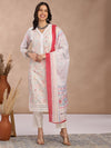 Fabmora Women Embroidered Regular Pure Cotton Kurta with Trousers & With Dupatta