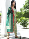 AKS Couture Dyed Shoulder Straps Kurta with Trousers & Dupatta