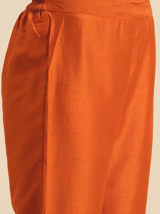 Sangria Ethnic Motifs Embroidered Mirror Work Silk Crepe Kurta with Trousers & Dupatta