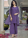 Tikhi Imli Floral Embroidered Notch Neck Straight Kurta With Trousers And Dupatta