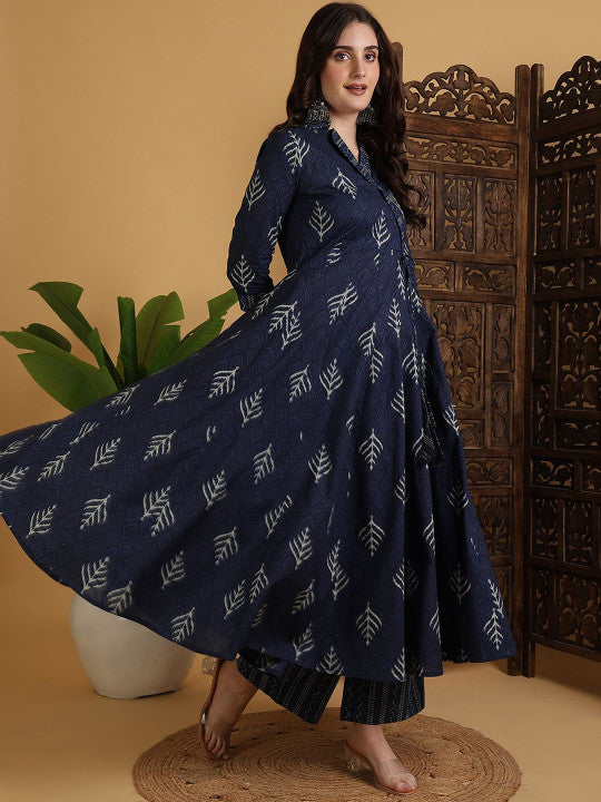 Sangria Ethnic Motifs Printed Regular Pure Cotton Kurta with Palazzo