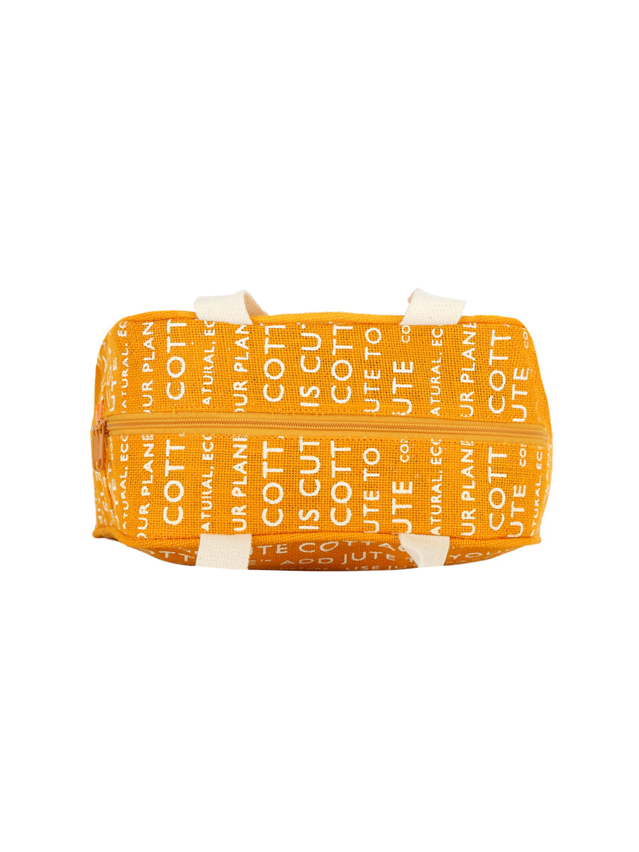 TAPE HANB-035DLE LUNCH ZIPPER (JUTE COTTAGE PRINTED) - (B-035-YELLOW)