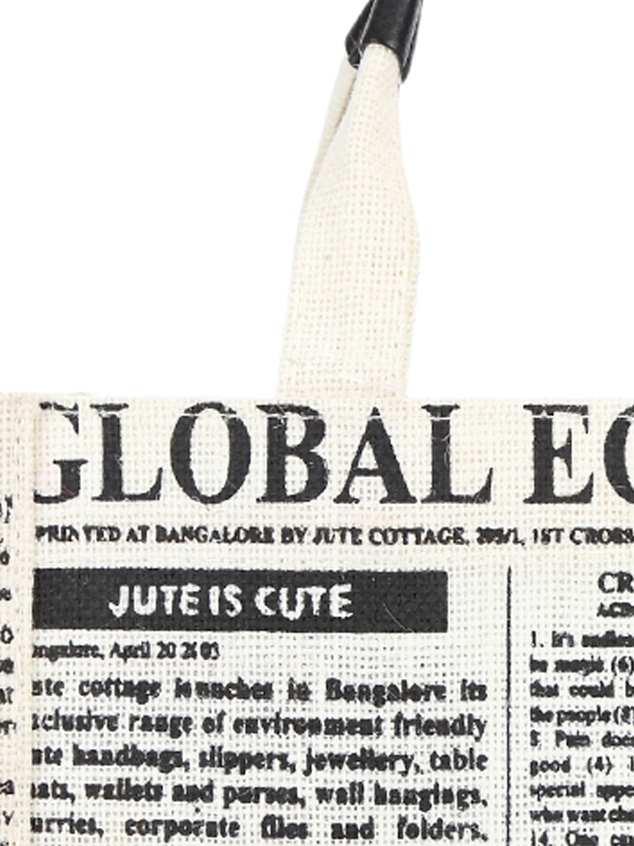 JUTE COTTAGE GLOBAL LUNCH BAG SUSTAINABLE, ECO-FRIENDLY, STYLISH JUTE BAG, 100% GENUINE JUTE (WHITE 10X10X6)